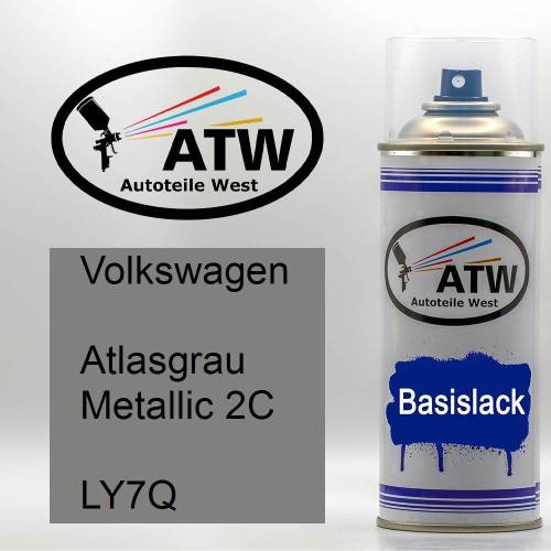 Volkswagen, Atlasgrau Metallic 2C, LY7Q: 400ml Sprühdose, von ATW Autoteile West.